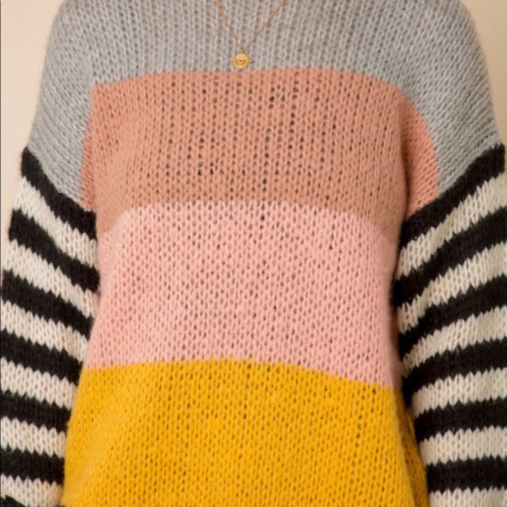 Knit Color block crew neck sweater - Picture 2 of 3